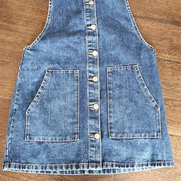 Zara TRF Collection Denim Overall Pinafore Dress Size Medium - Picture 2 of 9